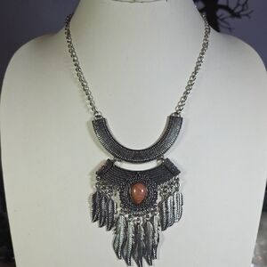 Paparazzi Silver Necklace with Brown Accent